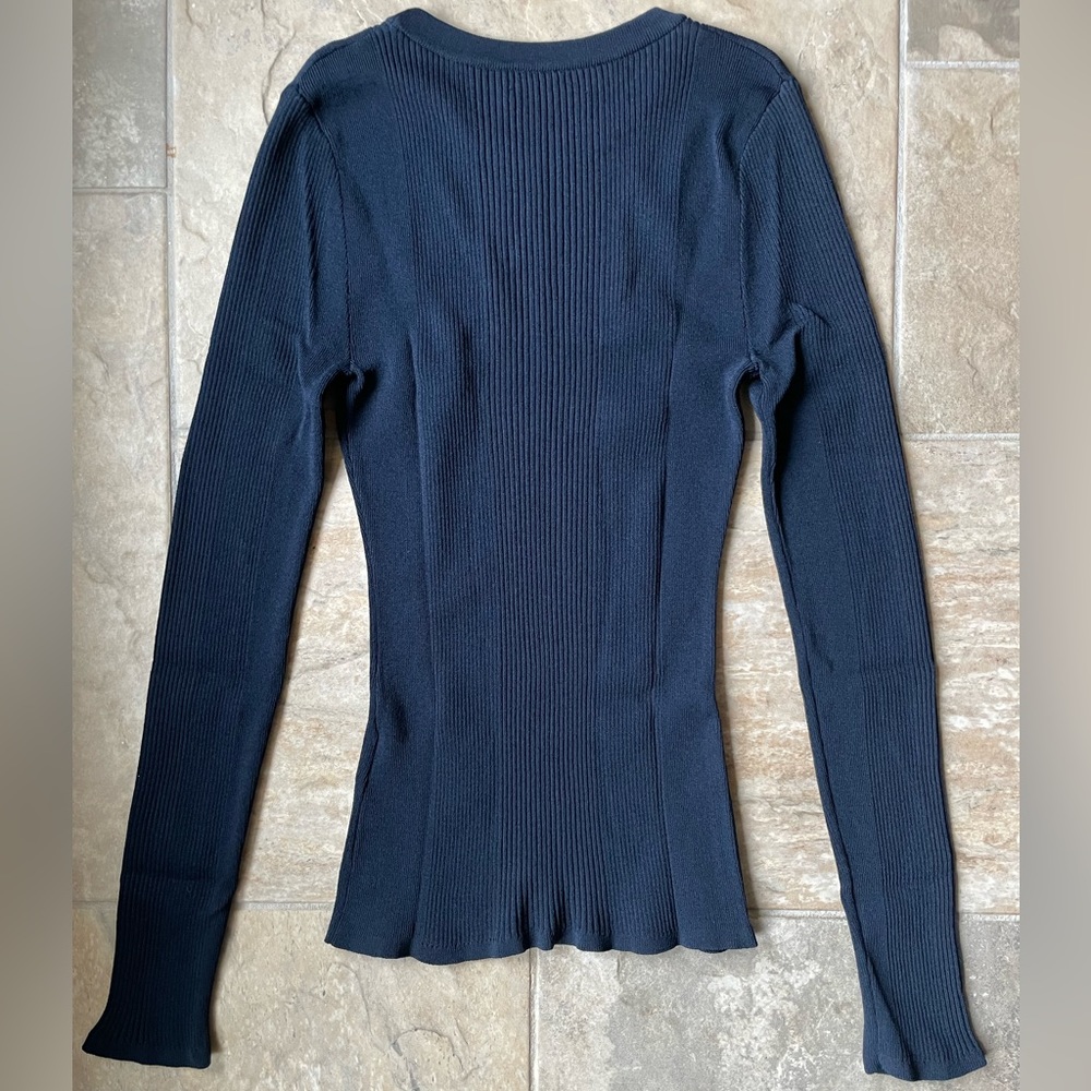 Navy Blue Ribbed Long Sleeve - Picture 2 of 6